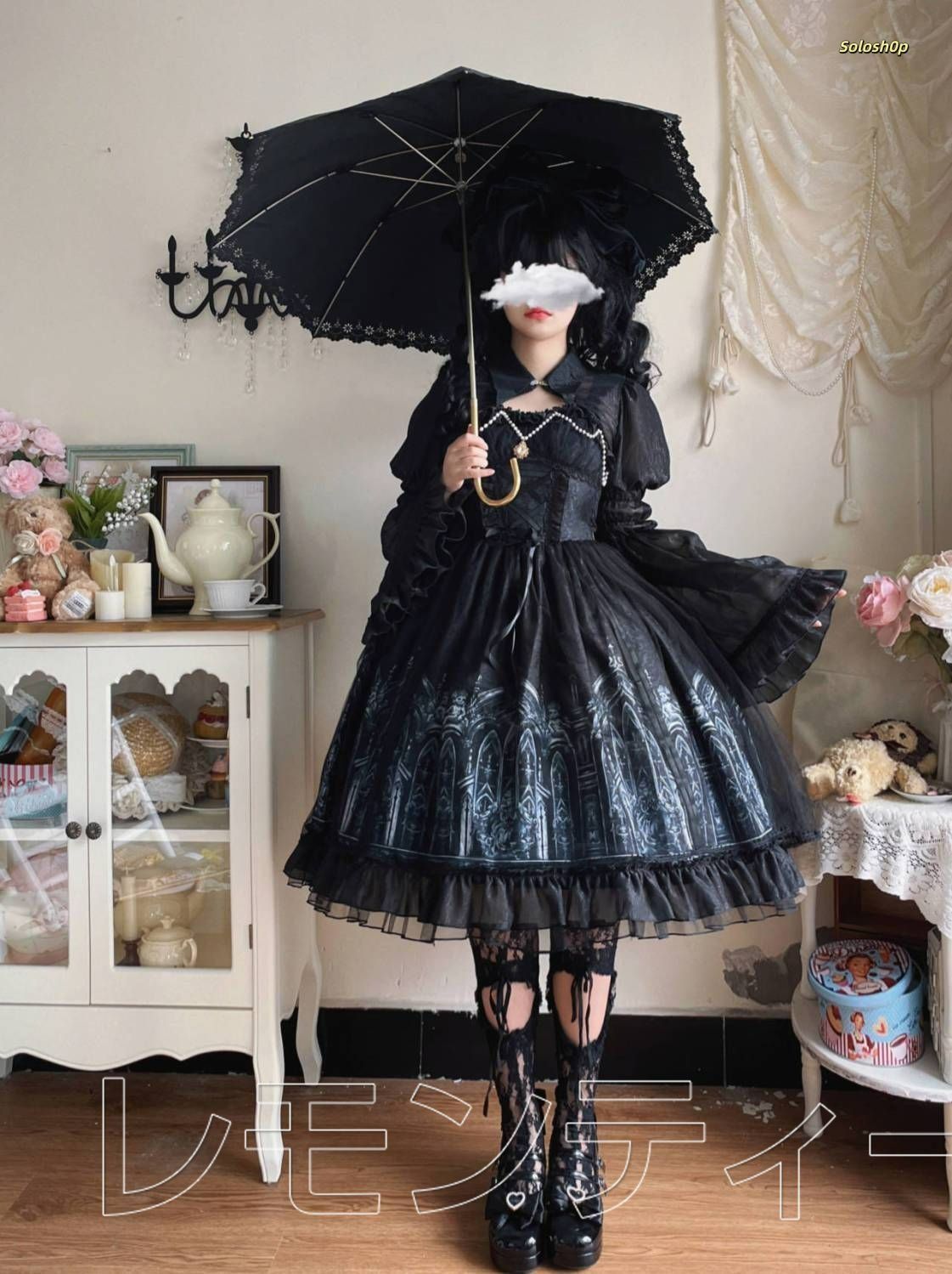 オリジナルデザイン 暗黒ゴシック風 Lolitaワンピース jsk