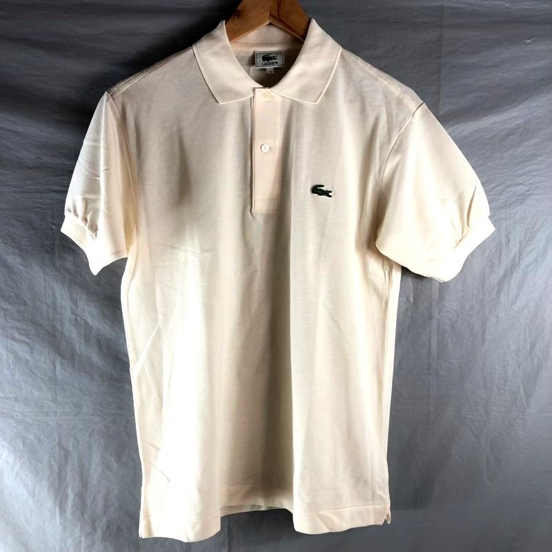 LACOSTE 半袖ポロシャツ アイボリー サイズ34 ラコステ LACOSTE ポロシャツ 半袖 ワンポイント コットン100