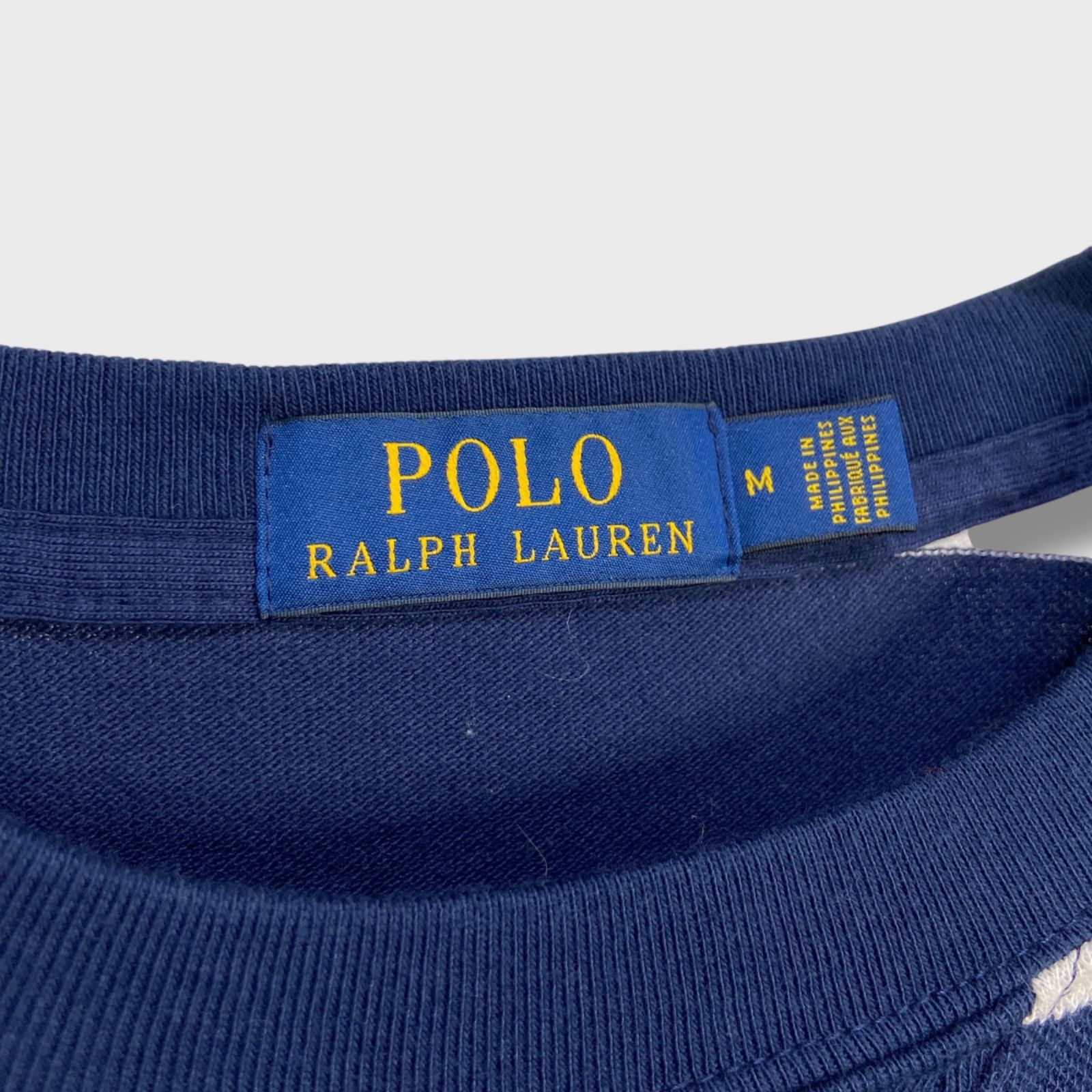 美品　ラルフローレン　ポロベア　ボーダー柄ロンT 鹿の子地ロンT ネイビー ☆POLO RALPHLAUREN☆ポロラルフローレン☆ポロベア☆ボーダー柄