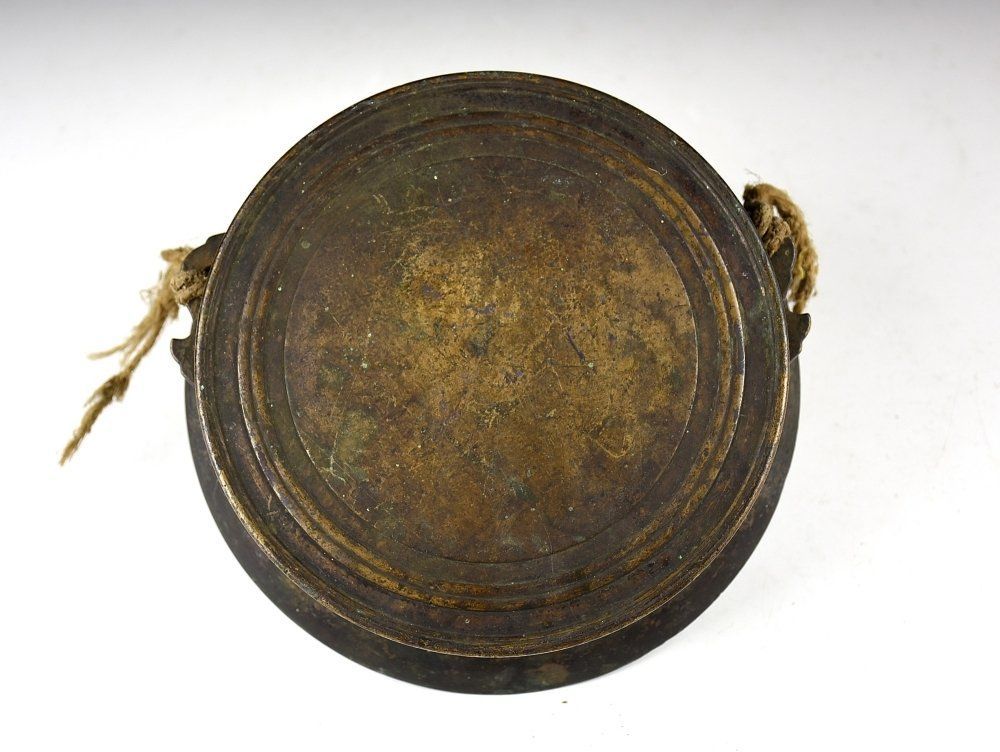 蔵C6683 古美術 銅製 鉦吾 鉦鼓 伏鉦 叩鉦 室町住出羽大禄宗味作 21.5ｃｍ