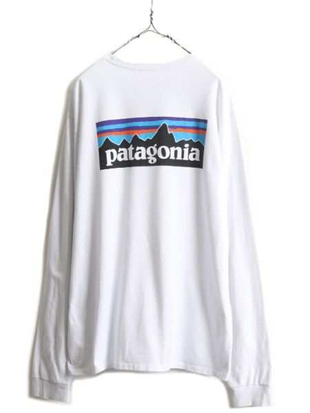 パタゴニア プリント 長袖 Tシャツ P6 ロンＴ アウトドア ホワイト Ｌ 白