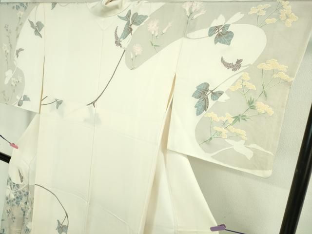 平和屋本店□極上 本加賀友禅作家 由水煌人 訪問着 寿光織 加賀草花文  