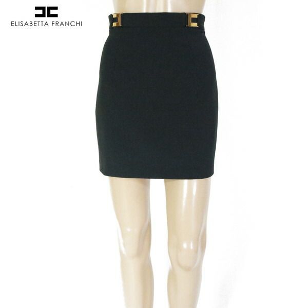 80 OFF エリザベッタフランキ ELISABETTA FRANCHI スカート 38 ESK691 XS Sサイズ ブラック レディース ミニ丈スカート タイトスカート 台形 イタリア製