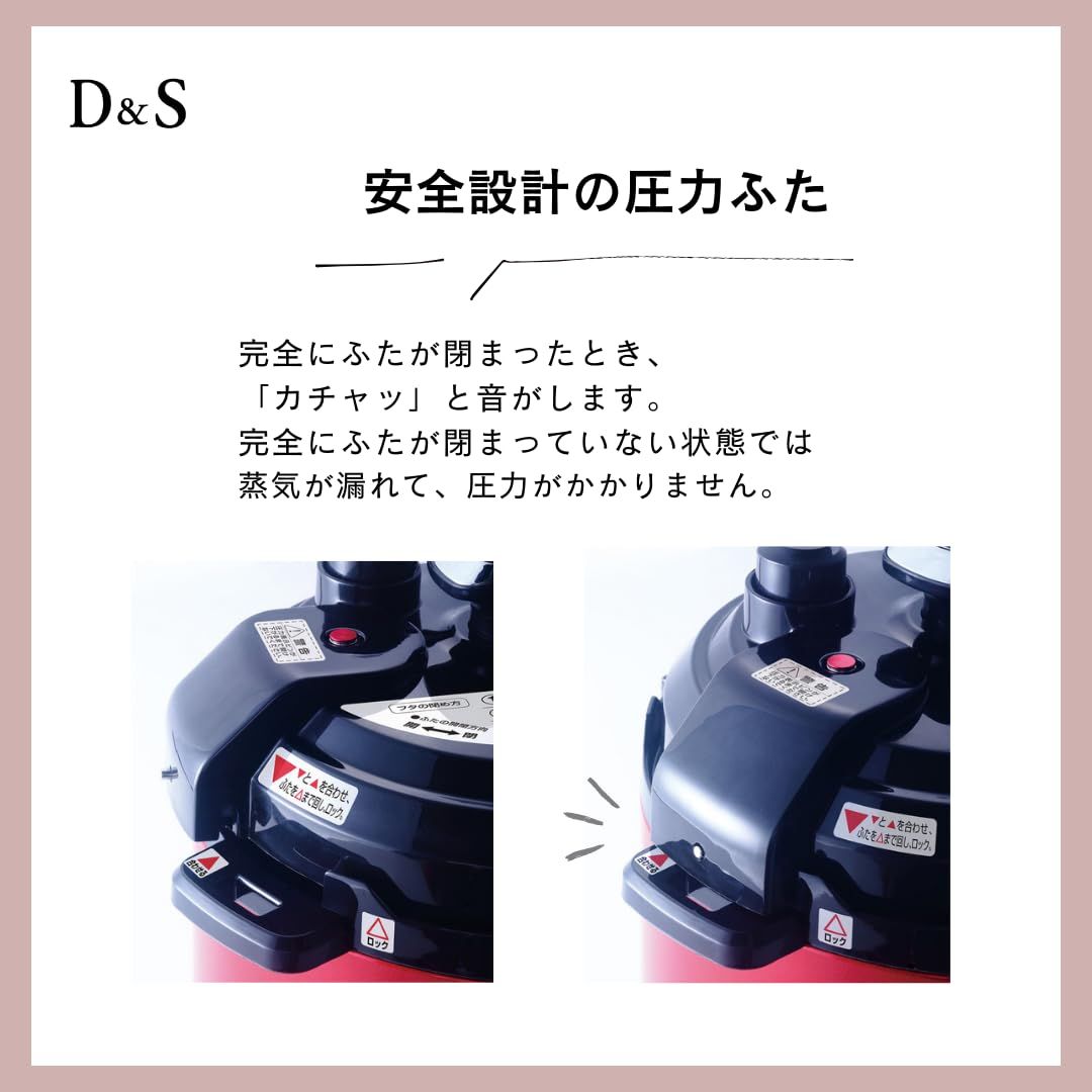 D-S ディーアンドエス 食材を入れてタイマーを押すだけ簡単調理電気圧力鍋 4.0L レッド ほったらかし電気圧力鍋 手軽に圧力調理 タイマー機能付き 再加熱もできるガラス蓋付き STL-EC50R SKLAD-KIRPICHA_RU