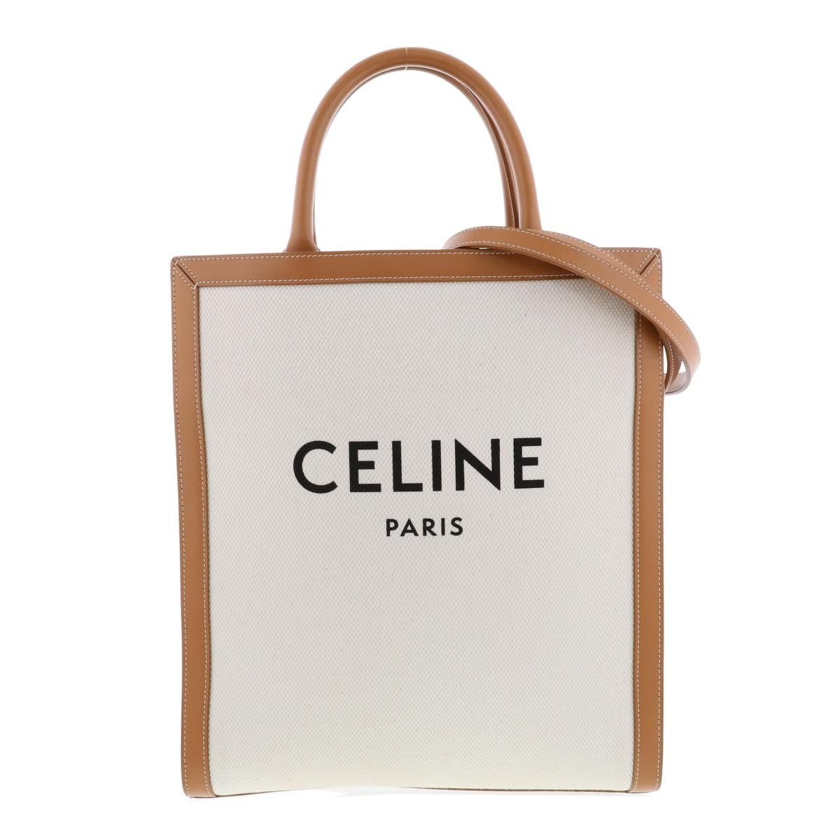 CELINE セリーヌ ｽﾓｰﾙ ﾊﾞｰﾃｨｶﾙ ｶﾊﾞ 2WAYﾄｰﾄﾊﾞｯｸﾞ バッグ トートバッグ Ivory 192082 used B