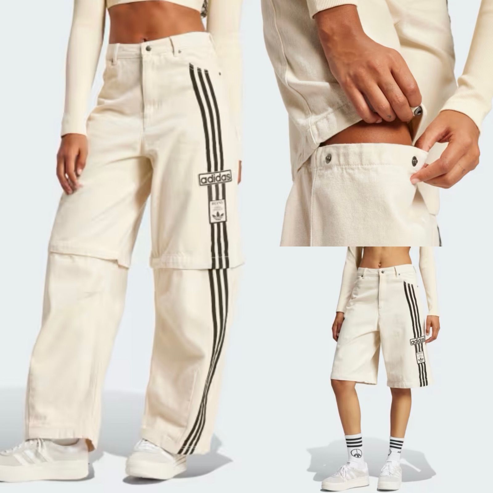 新品28⭐️adidas アディブレイク 2-IN-1 デニムパンツ オフホワイト 