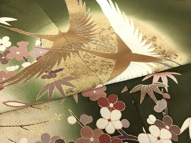 平和屋着物○豪華振袖 松竹梅飛鶴文 暈し染め 金彩 仮絵羽 逸品 未使用