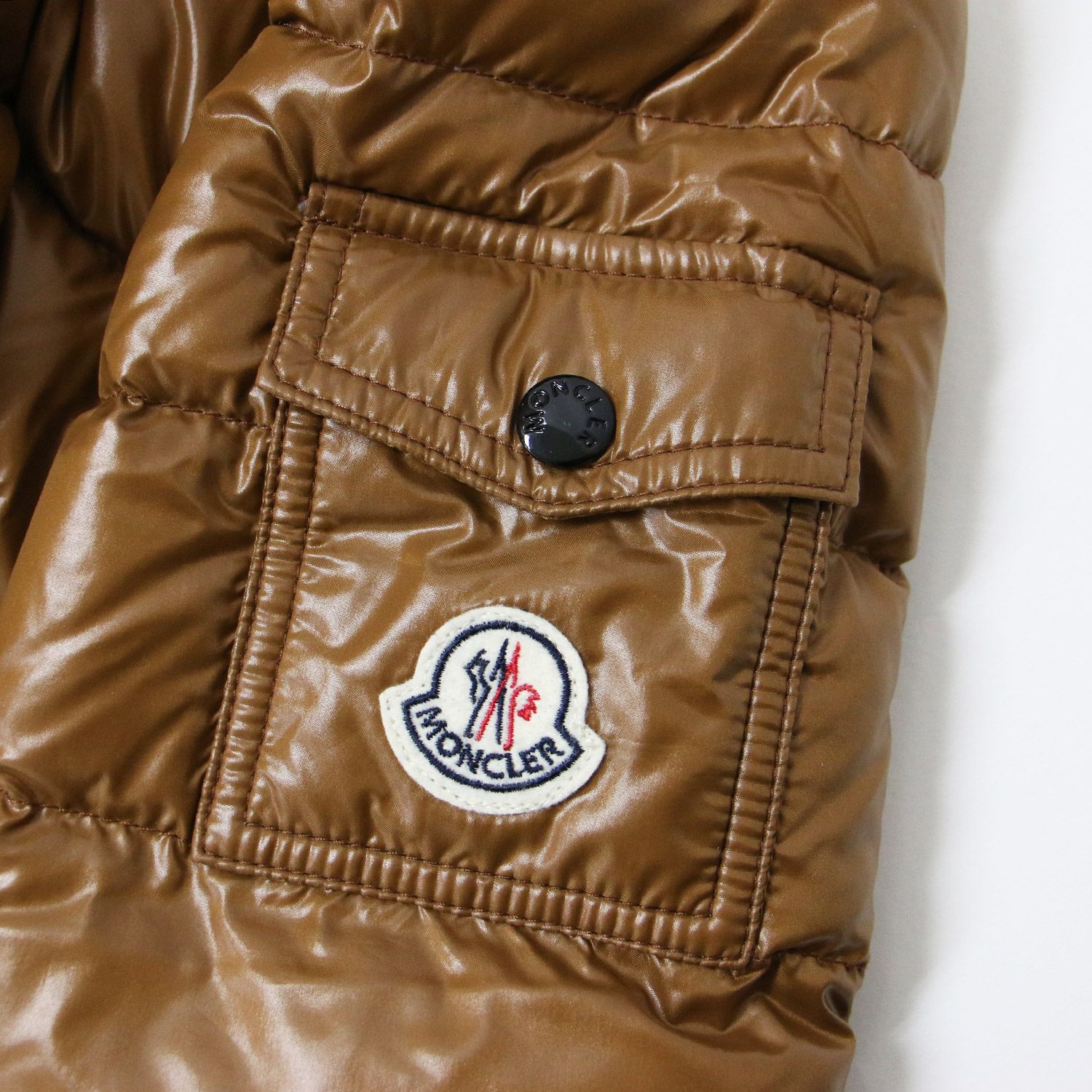 MONCLER モンクレール ダウン コート ブラウン 0(XS) ロング スタンド 