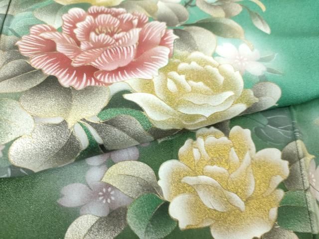 平和屋着物○訪問着 友禅 紬地 風景草花文 暈し染め 正絹