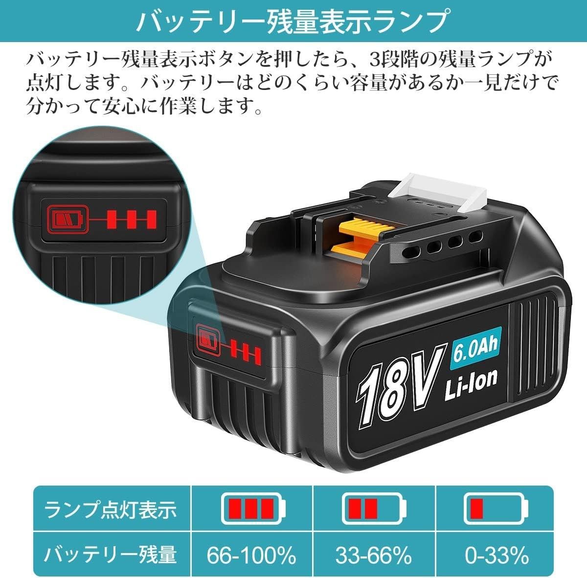 新発売【2024年改良版】マキタ 互換 バッテリー BL1860B （8個セット） 18v 6A LED残量表示付き 大型基盤搭載 お買い得 セット  １年保証 過充電保護 過放電保護 温度監視機能付き - メルカリ