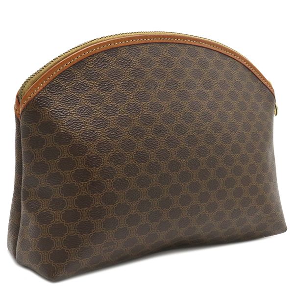 美品✨セリーヌ ポーチ マカダム トリオンフ ゴールド金具 レザー PVC セリーヌ ポーチ 小物入れ マカダム トリオンフ ブラウン