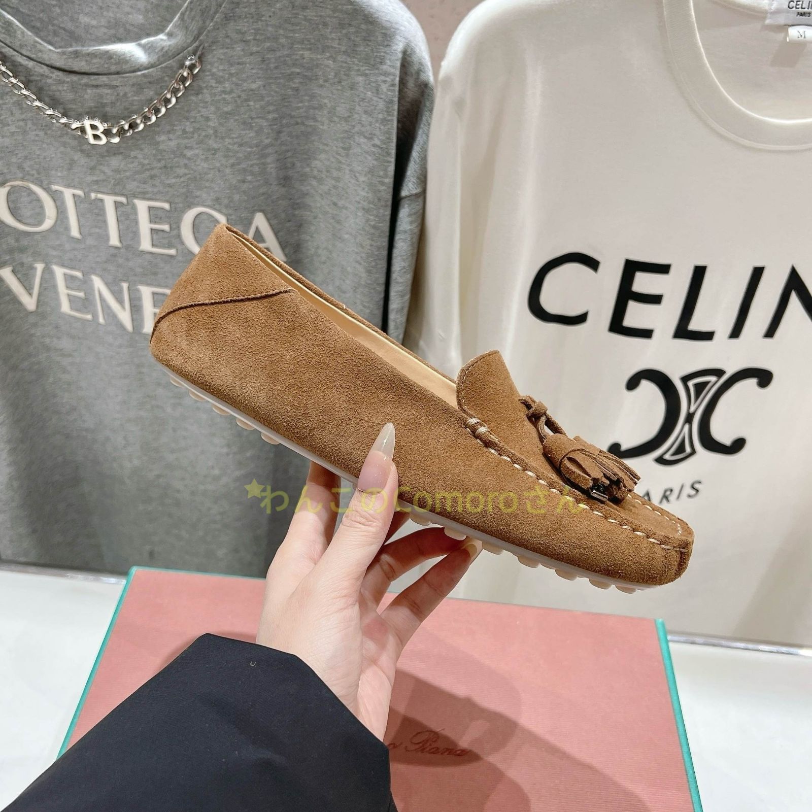 ブラウン23.0~24.5cm ロロピアーナレディース サマーウォーク スエード タッセル ローファー スエードレザーコンフォート