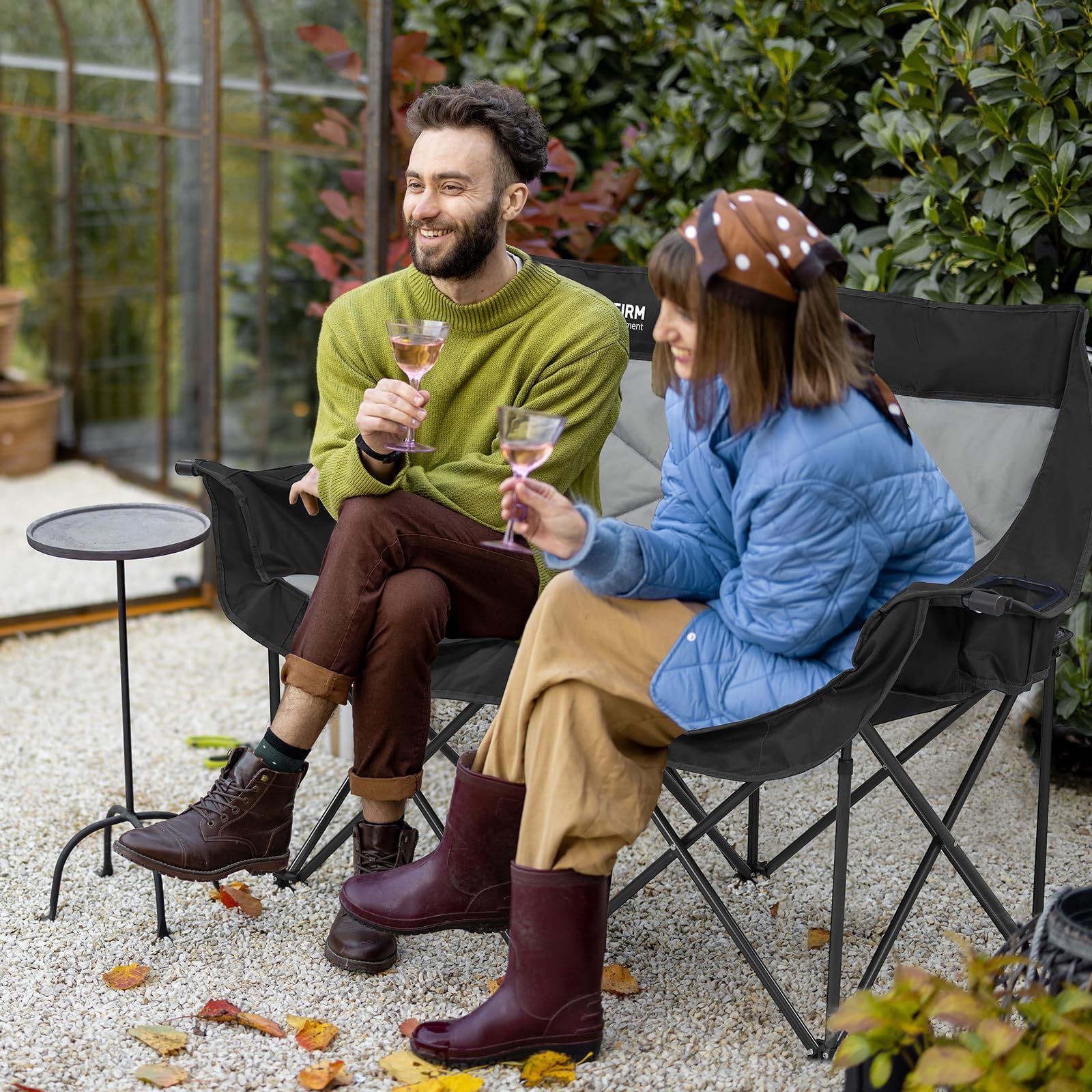 キャンプ チェア 2人掛け折りたたみ椅子キャンプ 椅子耐荷重300kg カップホルダーと収納バッグ付きふたりがけ椅子 キャンプ屋外 キャンプ 芝生に適した青いポータブル屋外アウトドア チェア