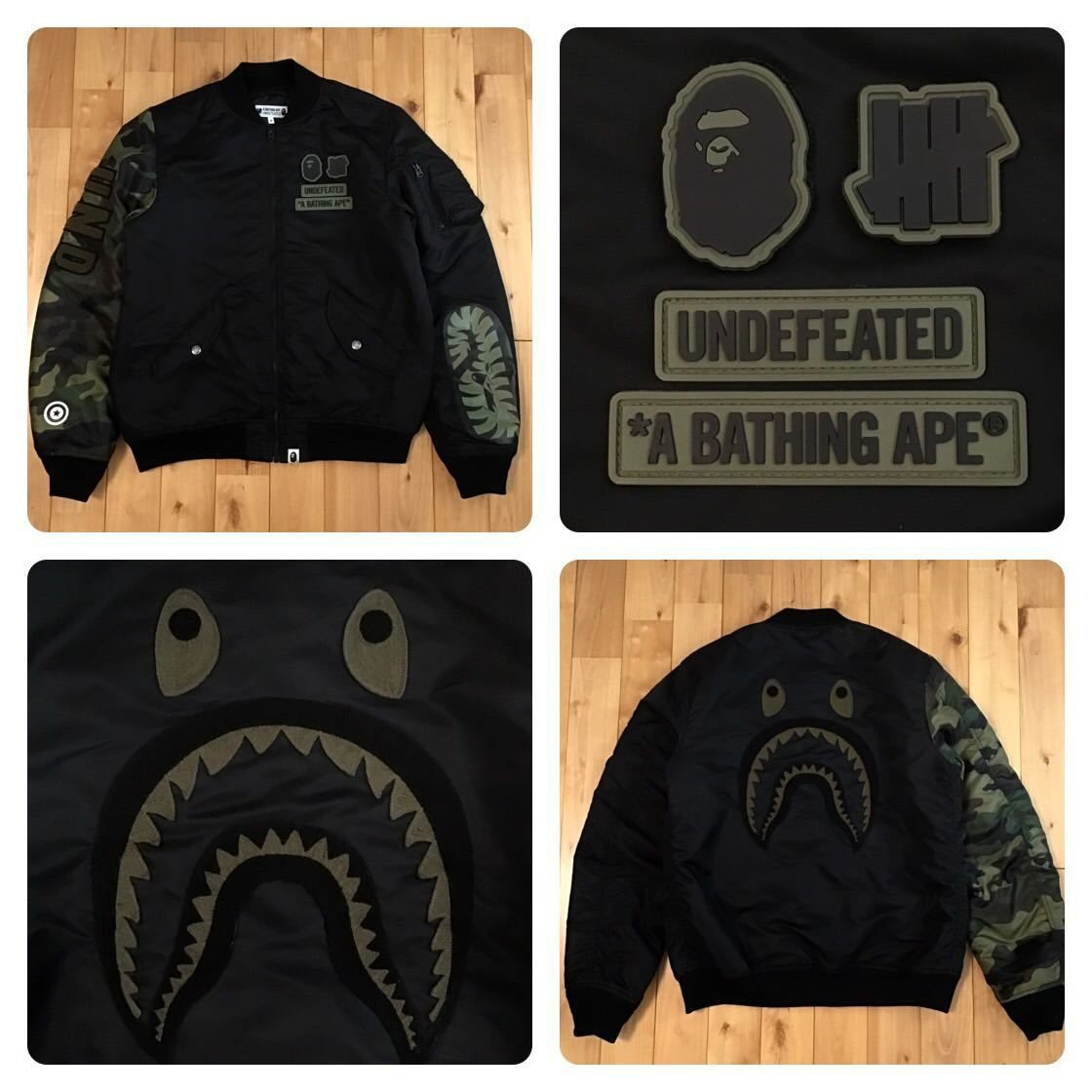 Undefeated × BAPE shark MA-1 bomber jacket Mサイズ a bathing ape BAPE エイプ ベイプ  アベイシングエイプ シャーク ジャケット