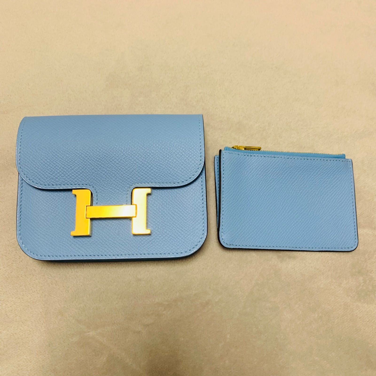 新品 エルメス コンスタンススリム セレスト HERMES ミニウォレット 