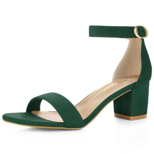 【送料無料】 アレグラ ケー レディース パンプス シューズ Women's Open Toe Block Heel Ankle Strap Sandals Emerald Green