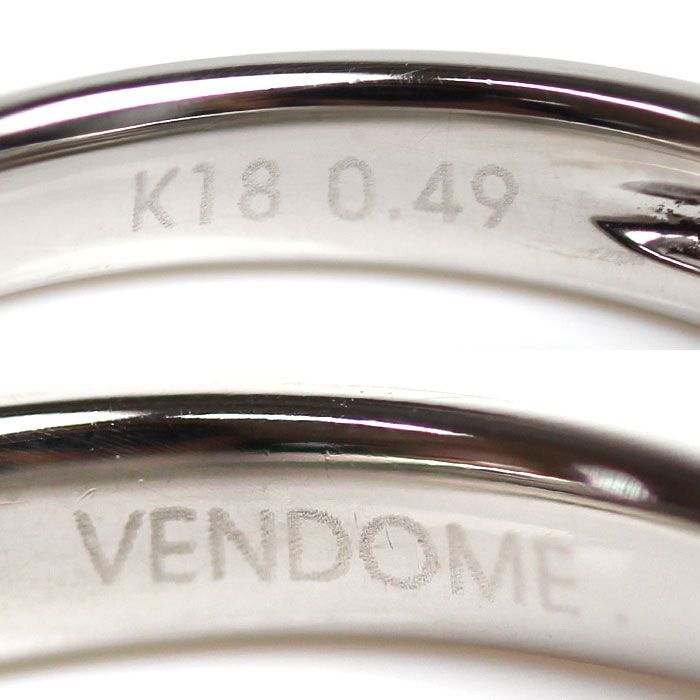 Vendome Aoyama ヴァンドーム青山 K18WG ホワイトゴールド パヴェ ダイヤ リング・指輪 ダイヤモンド0.49ct 9号 3.0g レディース 中古 美品