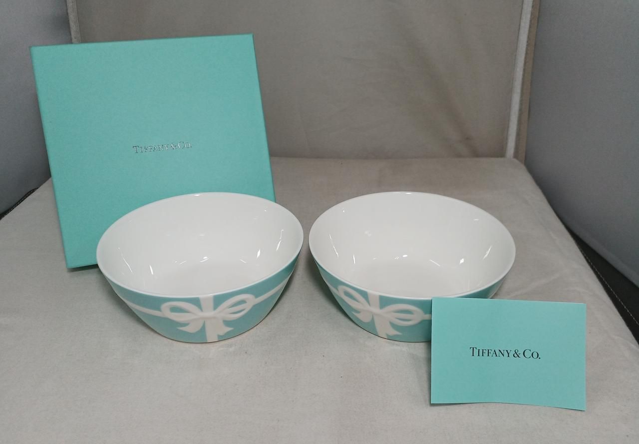 TIFFANY＆CO. ペアブルーボックスボウル TIFFANY - CO. Pair of Blue Box Bowls
