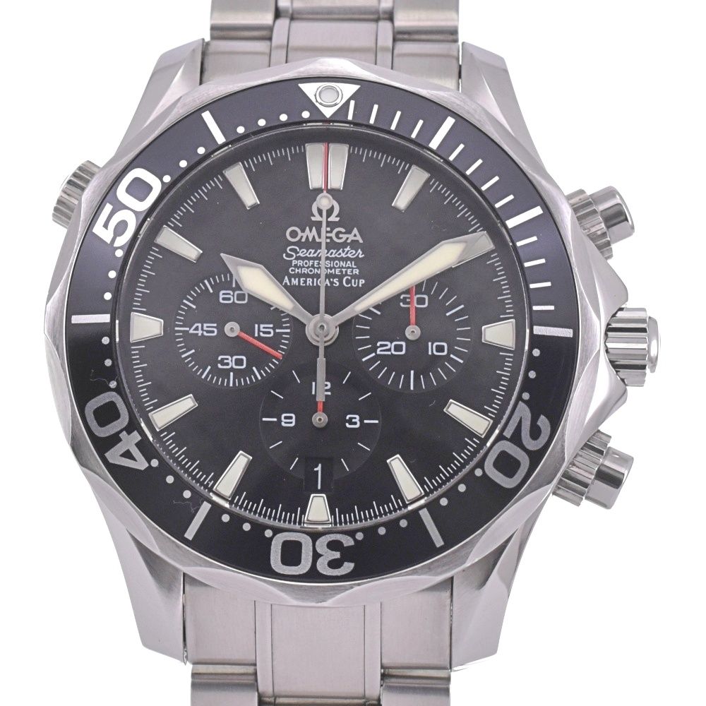 オメガ OMEGA 2594.50 シーマスター300M アメリカズカップ クロノグラフ デイト 自動巻き メンズ 箱 保証書付き K 142694