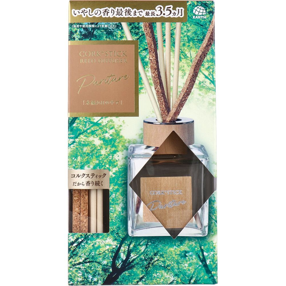 美浜卸売-ORS5426 Sukki-ri! CORK STICK REED DIFFUSER Puriture 木漏れ日の中で 100mL×6個セット