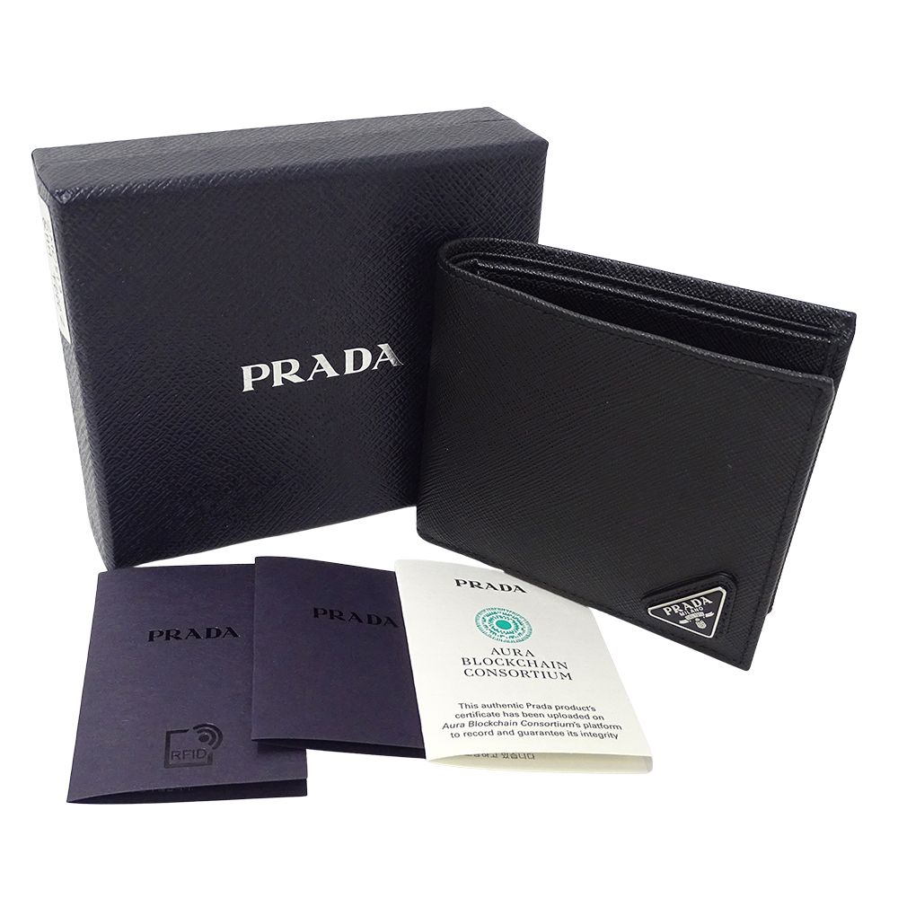 プラダ札入れ 2つ折り財布 サフィアーノ ブラック黒 40800069881 楽天