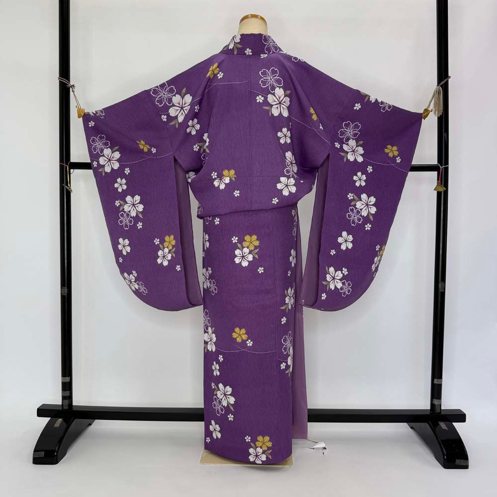二尺袖 単品 卒業式着物 紫  裄64cm Lサイズ  袴用着物 化繊 中古 4682 二尺袖 単品 卒業式着物 紫 裄64cm Lサイズ 袴用着物 化繊 中古 4682