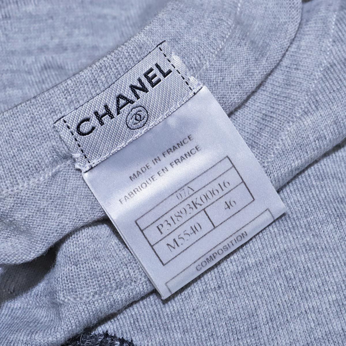 CHANEL◆長袖Tシャツ/38/ウール/ペンギン/GRY/無地/P31893K00616// atlantis_011769
