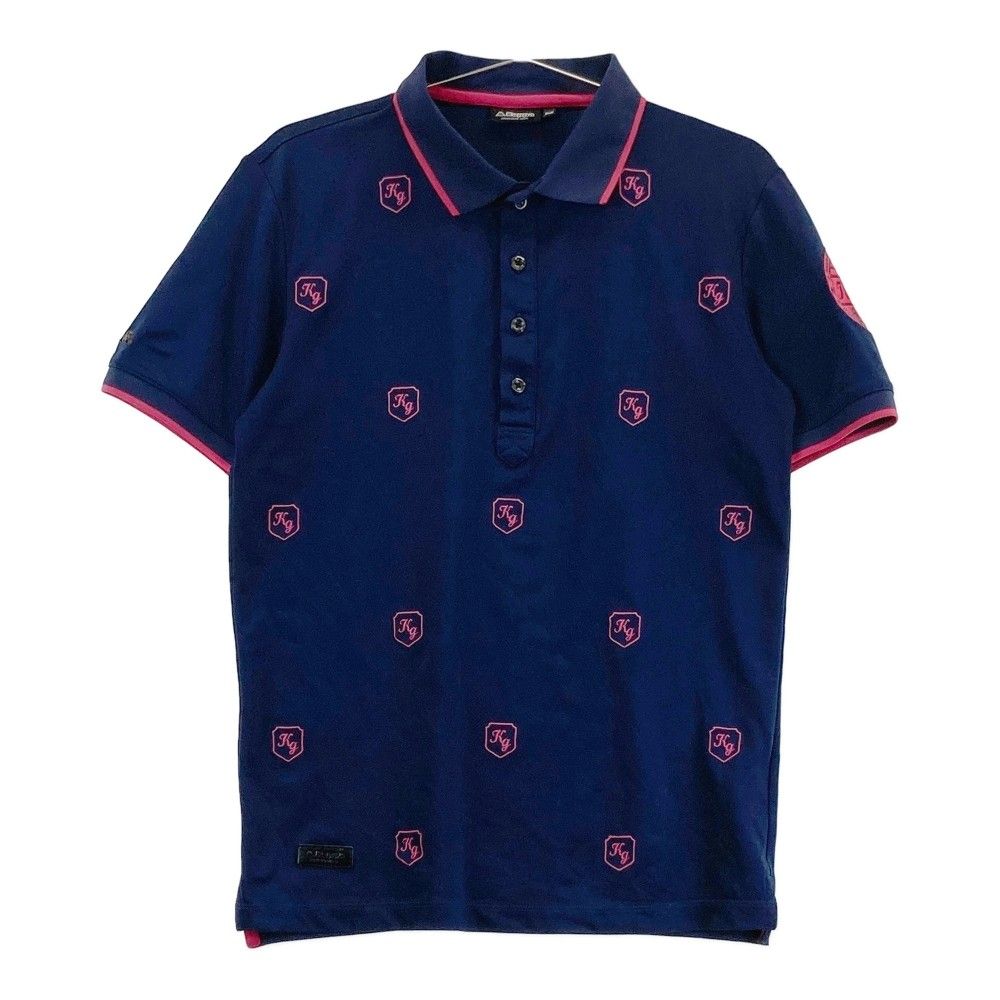  ゴルフ総柄 半袖ポロシャツ ネイビー Mサイズ サイズ：L KAPPA GOLF カッパゴルフ 半袖ポロシャツ ネイビー系