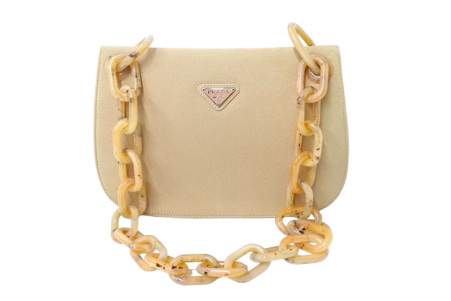 PRADA プラダ プラチェーン ショルダーバッグ B6436 べっ甲柄 ベージュ