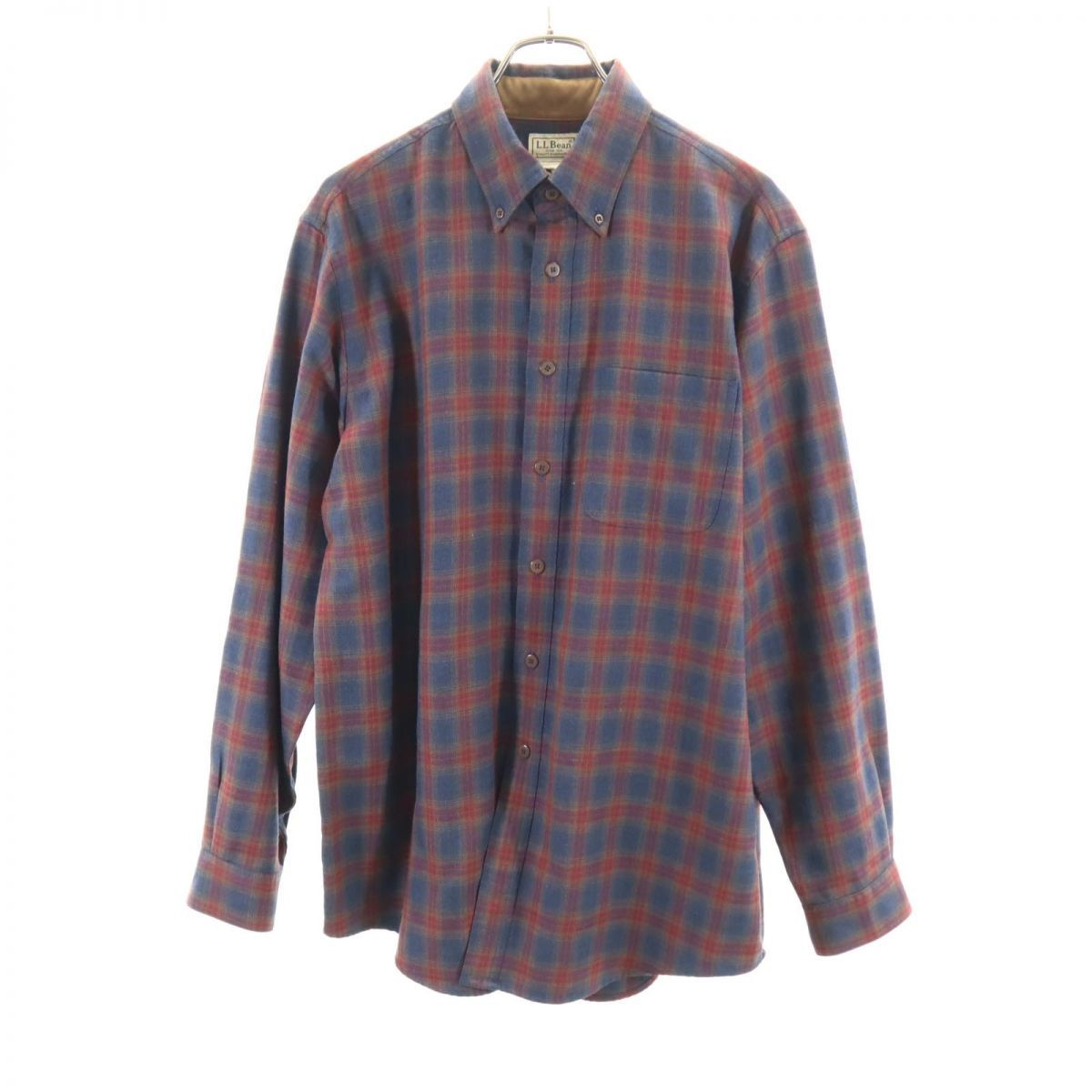 エルエルビーン 90s チェック柄 長袖 ボタンダウンシャツ ネイビー系 L.L.Bean オールド ヴィンテージ メンズ 古着 【240219】