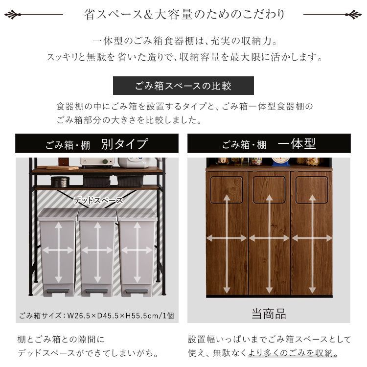 ごみ箱3つ キッチンボード
