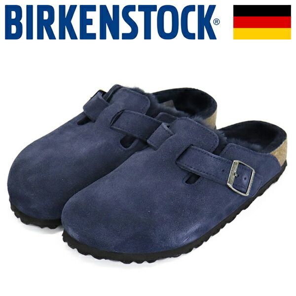 BIRKENSTOCK ビルケンシュトック 1030701 BOSTON SHEARLING ボストン シアリング スエードレザーサンダル NEW NAVY ナロー BI488 ナロー 39-約25.0cm