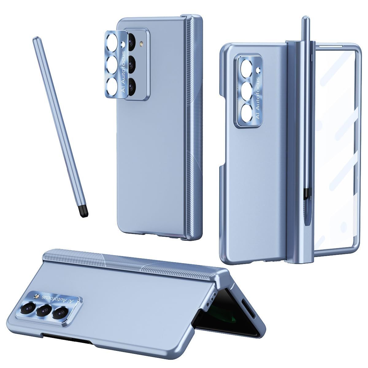 NINKI適応Galaxy Z Fold 5 カバー [ SC-55D | SCG22 ] ケース Sペン収納と普通型のヒンジのセット ガラスフィルム一体型 カメラフィルム一体型 指紋防止 快適 おりたたみ式 メッキPC製 ワイヤレス充電対