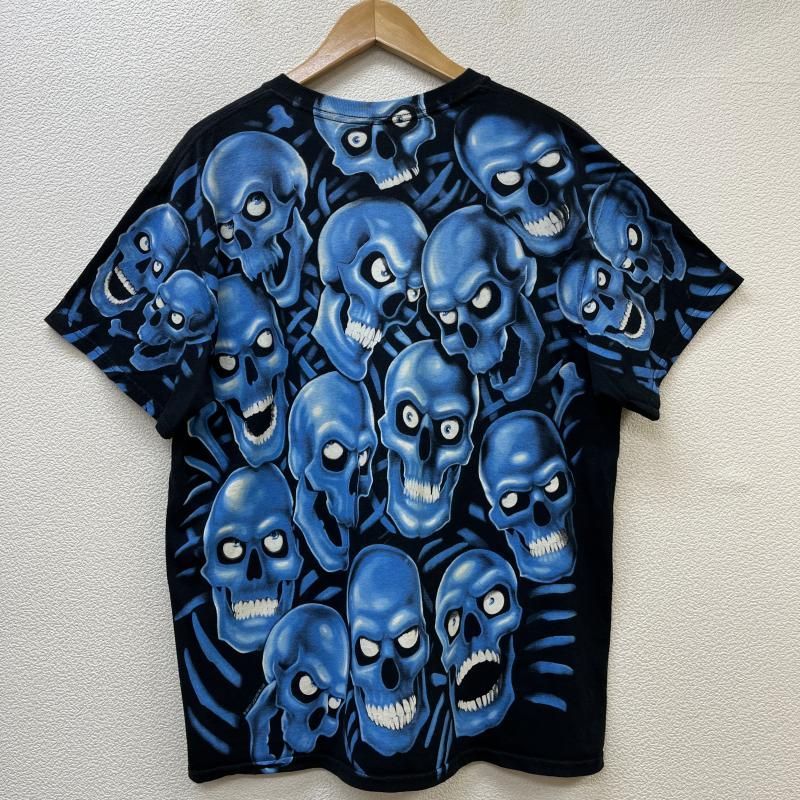 USED Tシャツ リキッドブルー スカル パイル 総柄 - メルカリ