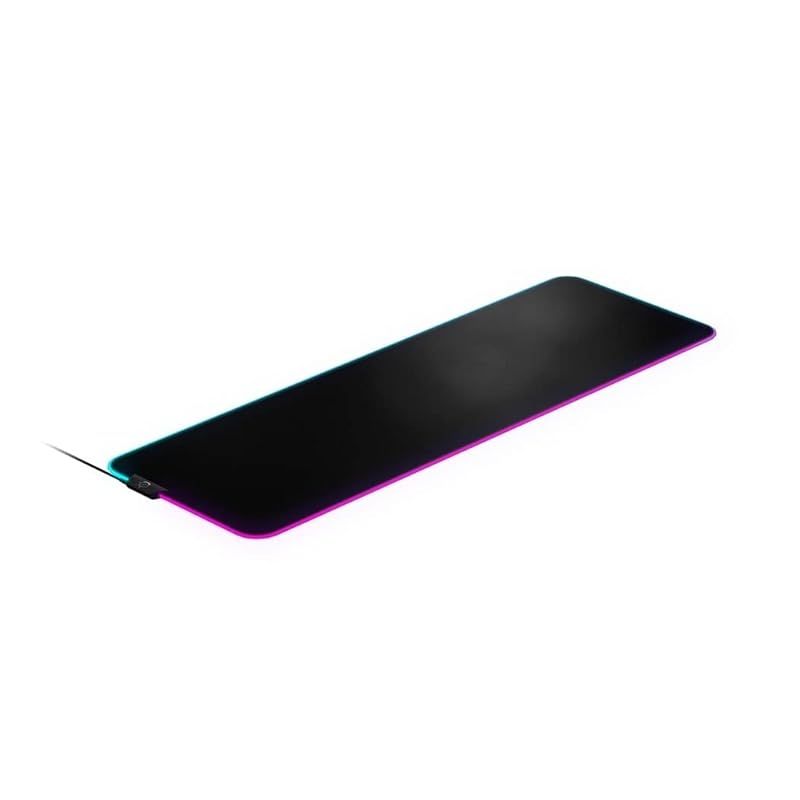 SteelSeries ゲーミングマウスパッド 2ゾーン RGB イルミネーション 9cm×30cm×0.4cm QcK Prism Cloth XL ブラック