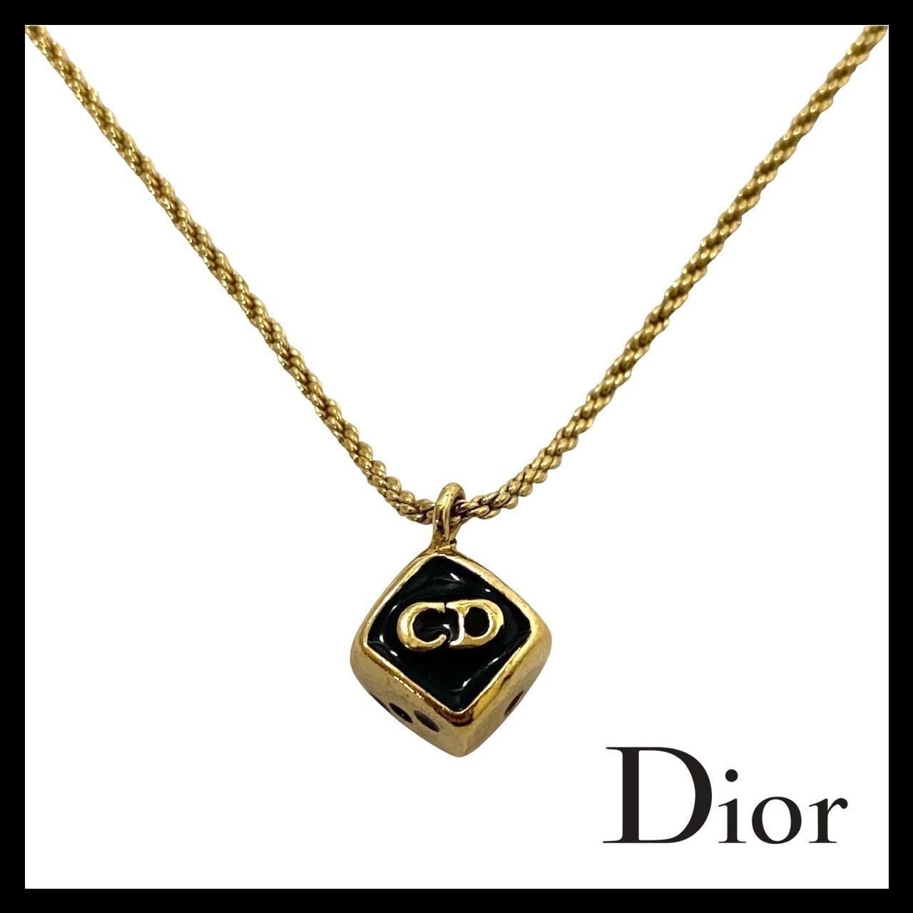 Dior】CDロゴ ダイス ネックレス ゴールド/金 ブラック/黒 カラー サイコロ ペンダント ヴィンテージ Christian Dior/ クリスチャンディオール (MM-112) - メルカリ