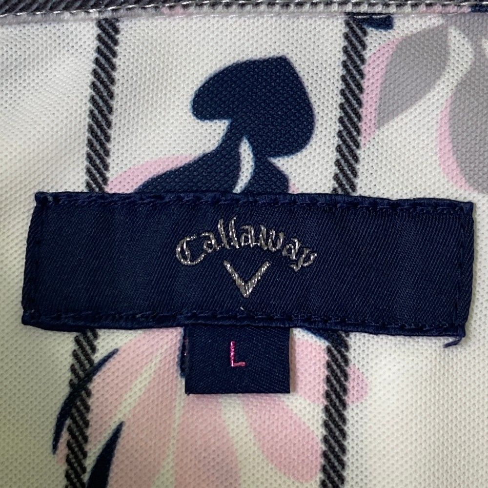 サイズ：L CALLAWAY キャロウェイ 2023年モデル 半袖ポロシャツ ロープ 花 総柄 ホワイト系 [240101432005] ゴルフウェア レディース ストスト サイズ：L CALLAWAY キャロウェイ 2023年モデル 半袖ポロシャツ