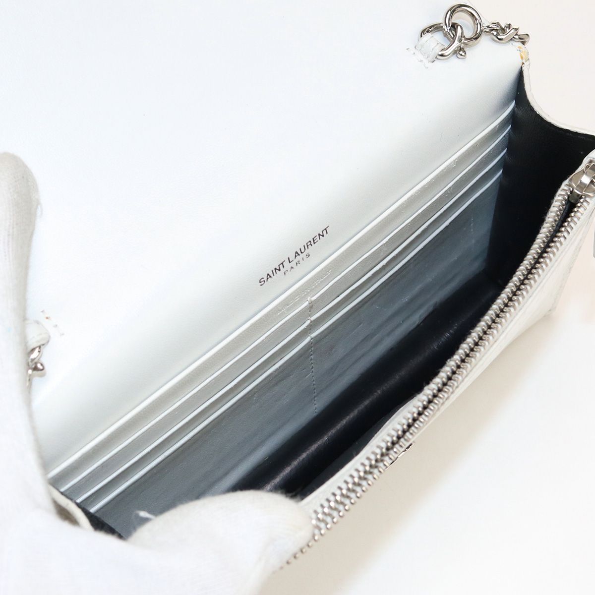 SAINT LAURENT サンローラン タッセル付チェーンウォレット ケイト