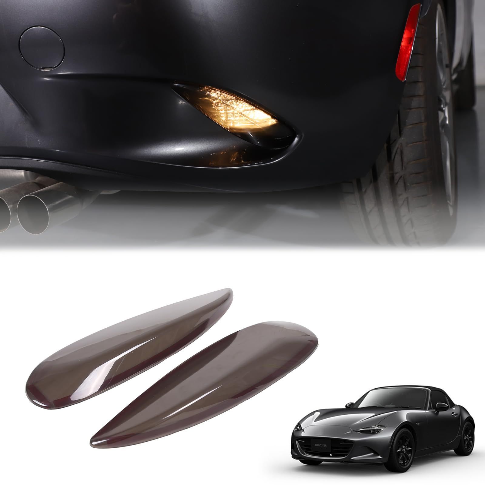 Hcilloend マツダ ロードスター RF ND系 2016～2025に適用 フォグランプカバー リアフォグランプカバー スモーク ABS製 取付簡単 貼付タイプ 装飾用 外装パーツ カスタム アクセサリー カー用品 2点セット 透明グレ