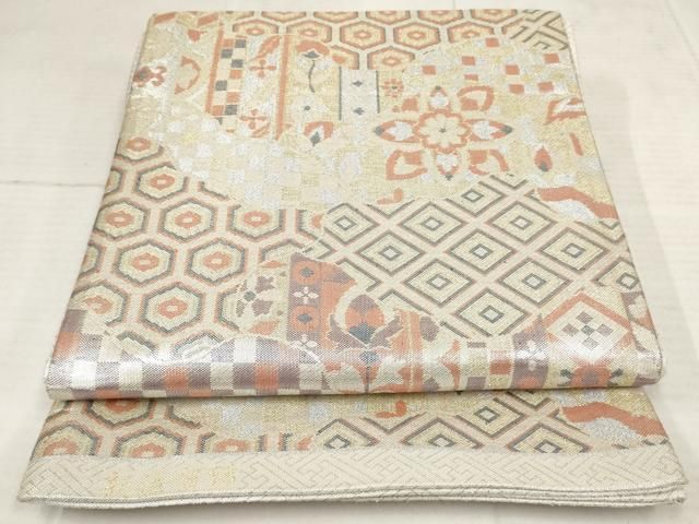 ◆955◆六通柄　袋帯　刺繍　華文　有職文様　唐花草　着物帯　和装着物 平和屋着物◎佐賀錦 六通柄袋帯 更紗鳳凰花文 正絹 逸品