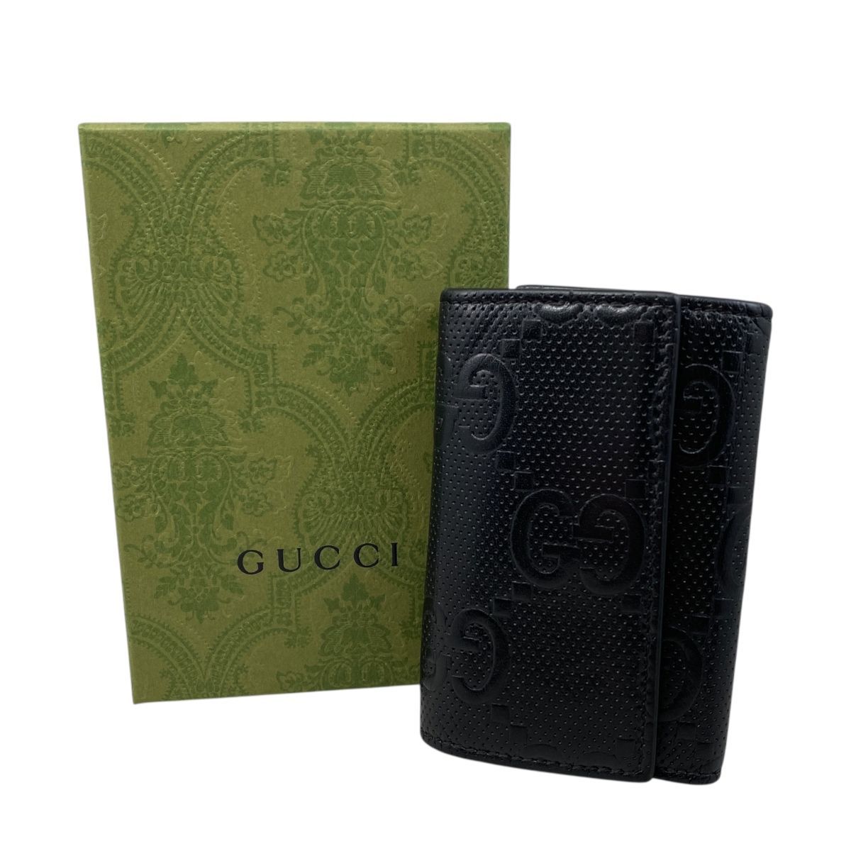 EM0553 GUCCI グッチ キーケース メンズ 625565 GGエンボス 6連 ブラック