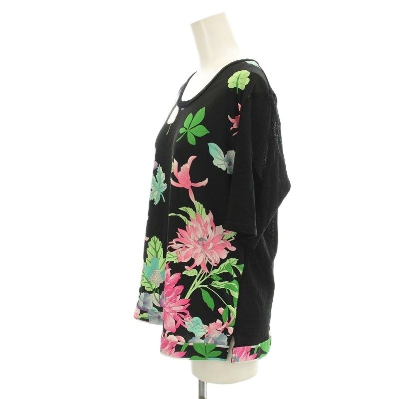 LEONARD SPORT レオナールカラフル花柄 半袖シャツ LEONARD SPORT レオナールスポーツ カットソー 花柄 ネイビー 44