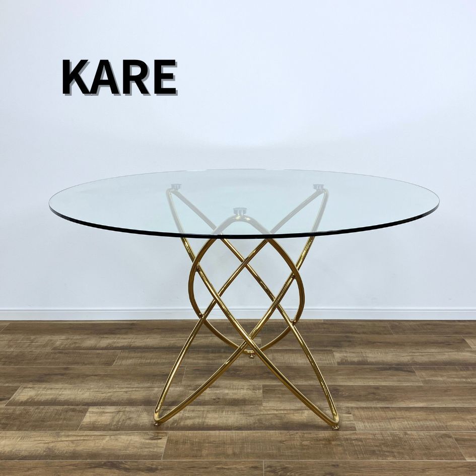 h*s様 【期間限定】KARE 円形ガラスダイニングテーブル モレキュラーゴール モレキュラーゴールド O120cm ダイニングテーブル - ダイニング