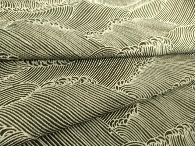 平和屋着物▽上質な小紋 単衣 立波文 黒地 正絹 逸品 DAAS0040az