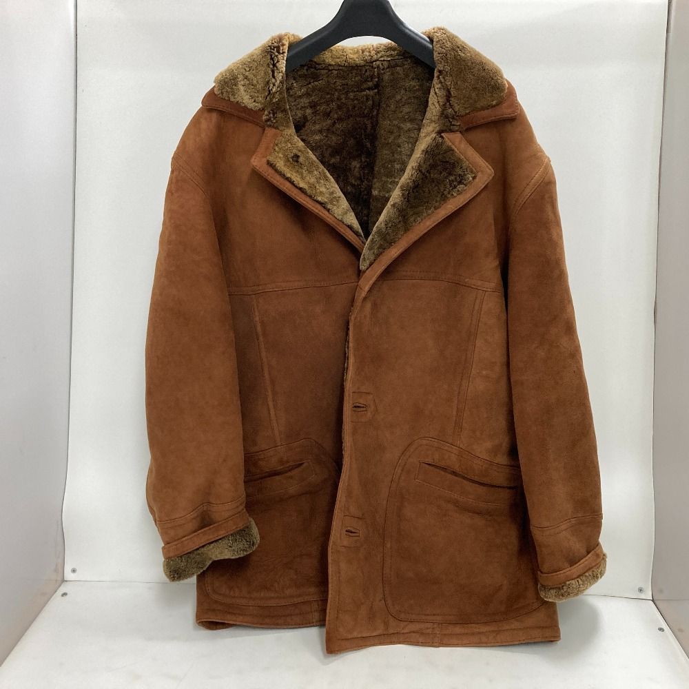 02w18948 ブランド不明 ムートン コート アウター ブラウン M スペイン製 メンズ アウター 品