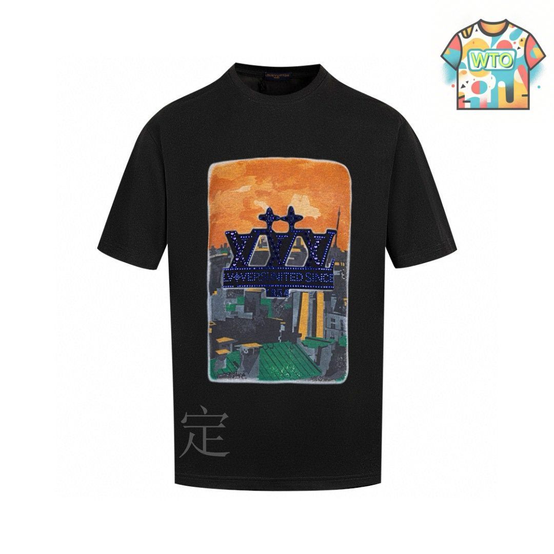 Louis Vuitton すぐ届く プリント Tシャツ 半袖 2色 送料込み Louis Vuitton すぐ届く プリント Tシャツ 半袖 2色 送料込み