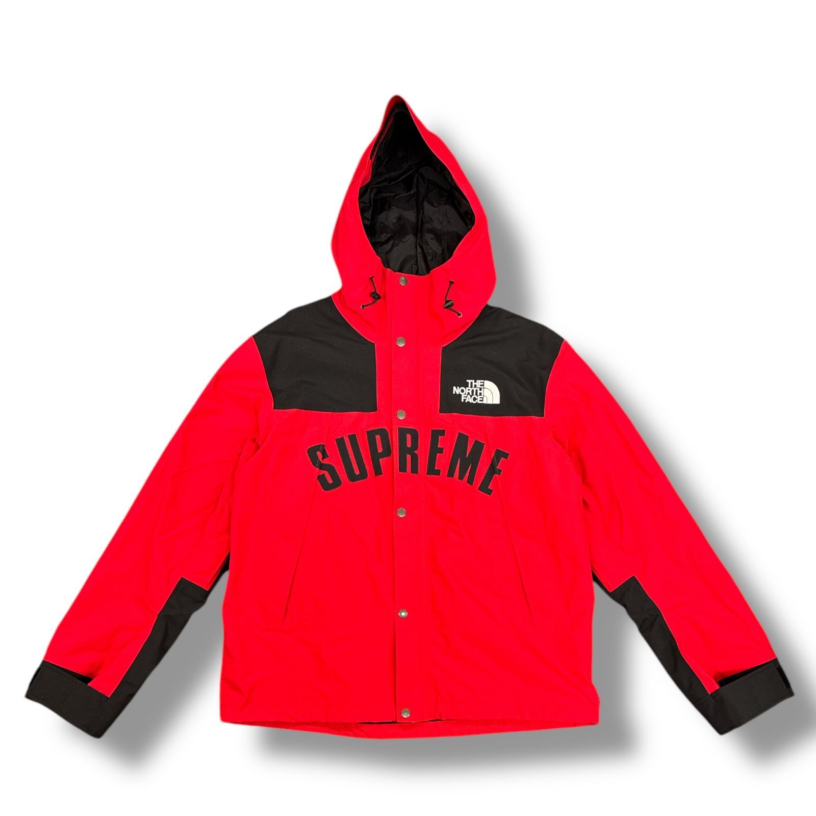 シュプxノース アーチロゴマウンテンパーカー 2019ss レッド Supreme