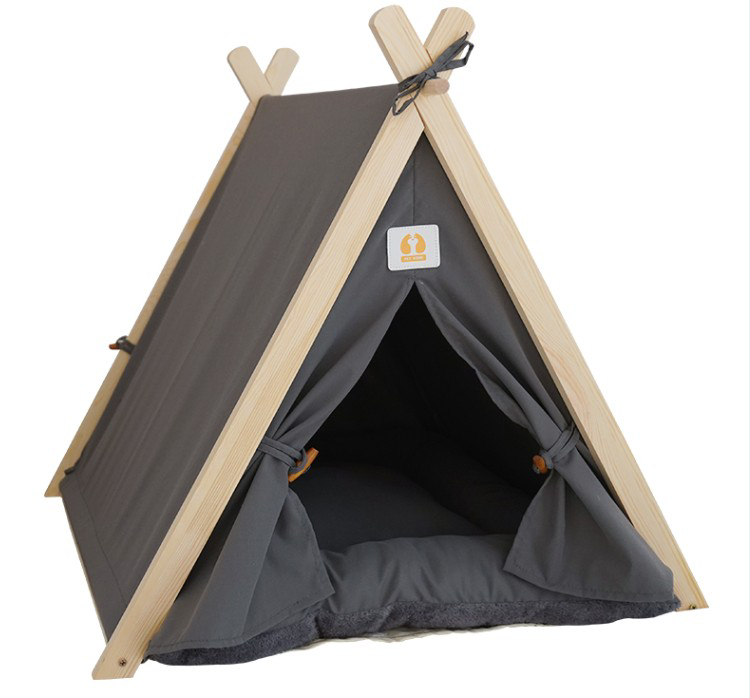 JPMG ペットテント（高さ63CM、長さ60CM、幅55CM）天然松木素材使用、犬小家、猫小家Z06