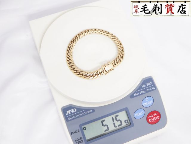 K18 キヘイ 喜平 ブレスレット 6面ダブル  51.5g  6メンダブル イエローゴールド 18金 750 YG  【中古】ジュエリー