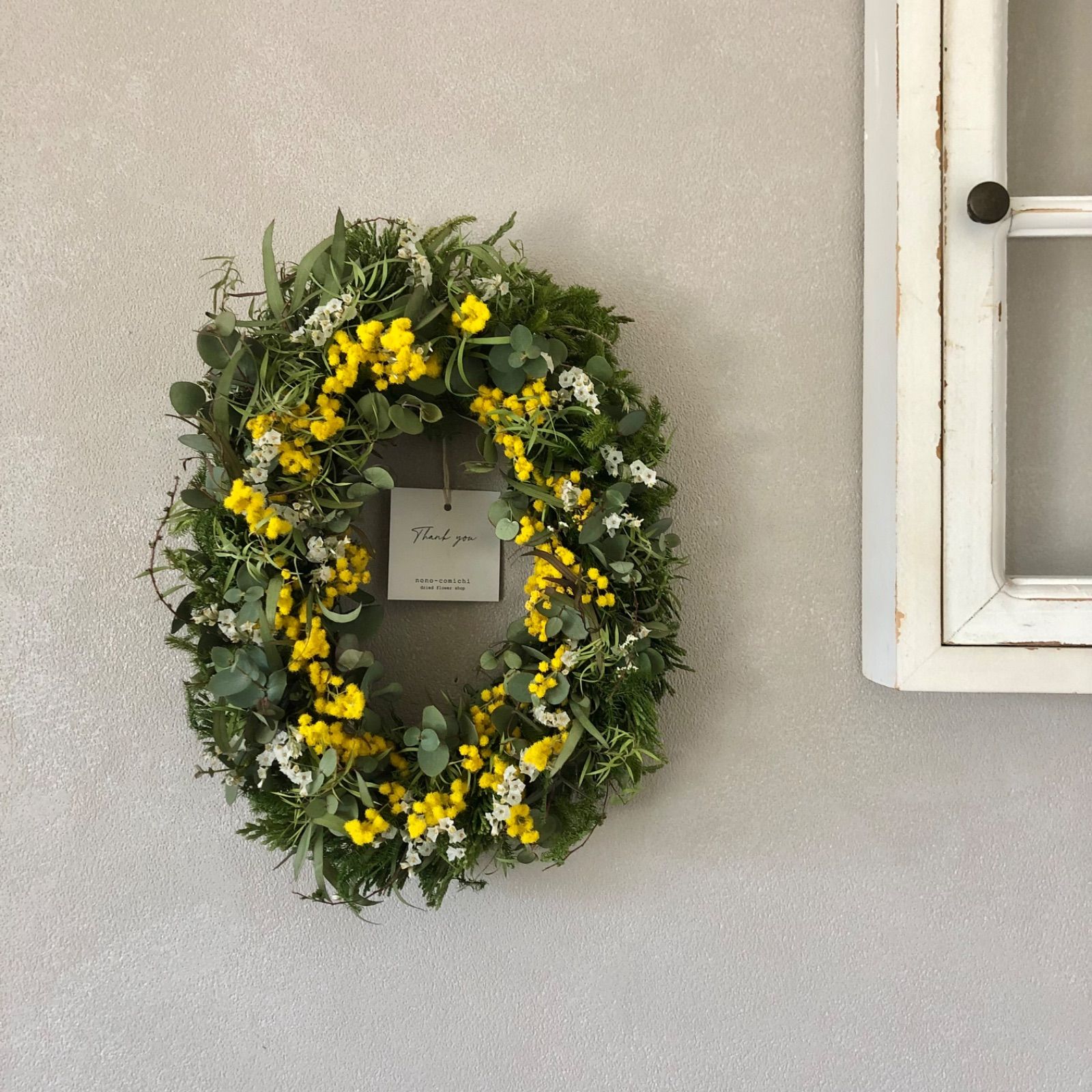 ユーカリとミモザのオーバルリース 【公式通販】